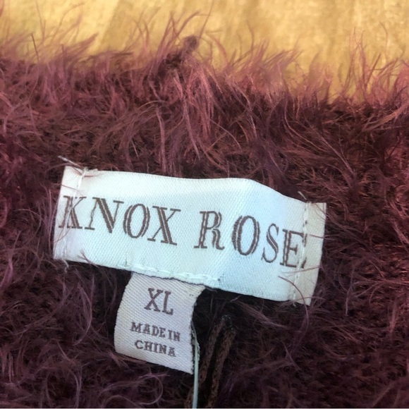 NWT Knox Rose Wine Purple Embroidered Open Fuzzy Cardigan Sweater Womens Size XL - Picture 8 of 12